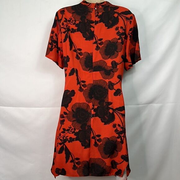 ASOS keyhole black and burnt orange flutter sleeve dress size 6 - Picture 8 of 15